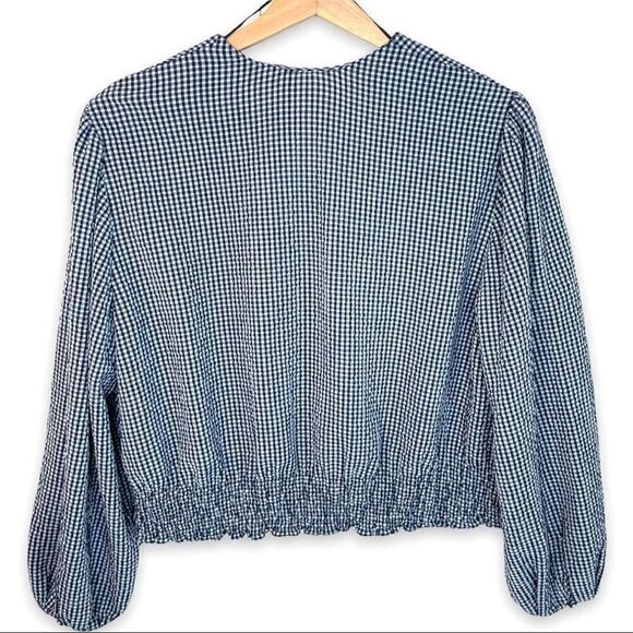 Zara Gingham V Neck Pleated Top - Picture 7 of 9